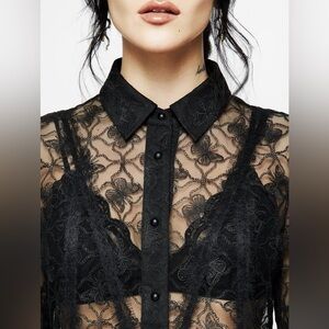 Disturbia Black Lace Butterfly Blouse
